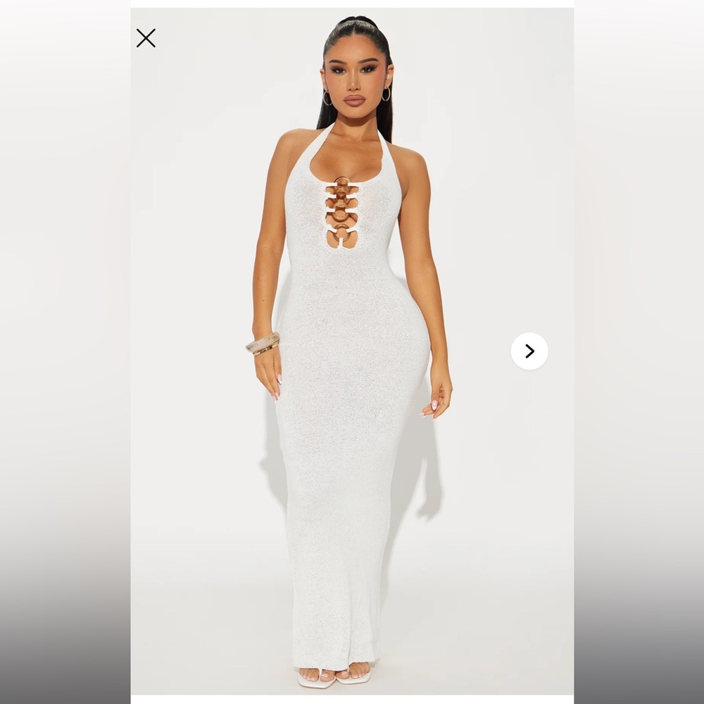 Fashion Nova Maria O Rings Cover Up Maxi Dress - Ivory